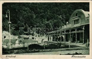 1932 Lillafüred (Miskolc), Állomásépület, Vasútállomás, motorvonat, erdei vasút, vasúti alagút (EB)