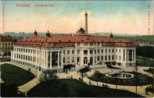 Karlovy Vary, Karlsbad; Elisabeth-Bad / spa, bathhouse. Brück &amp; Sohn Handkolorierte Künstlerkarte (small tear)