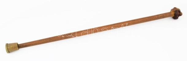 Fa sétabot, arcát a tenyerébe temető férfialak markolattal, h: 85 cm