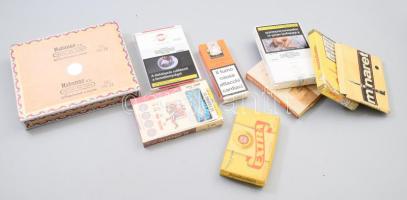 9 darab szivaros és szivarkás doboz, klf méretben, közte tartalommal.