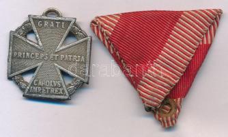 1916. "Károly-csapatkereszt" Zn kitüntetés eredeti mellszalaggal, de függesztő karika nélkül T:XF Hungary 1916. "Charles Troop Cross" Zn decoration with original ribbon but without hanging ring C:XF NMK 295.
