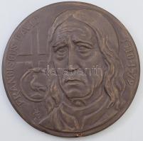 Hunyadi László (1933): Franciscus Dávid. Mázas gipsz plakett, kopással, d: 23 cm