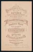 cca 1875 Kislány portréja, vizitkártya Strohmeyer Károly fényképész és festő budapesti műterméből, 1...