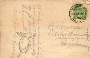 1910 Budapest VI. Nyugati pályaudvar, vasútállomás, villamosok. Taussig A. 7905. (EB)