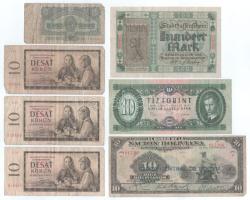 Vegyes 7db-os vegyes magyar és külföldi bankjegy és szükségpénz tétel, 1969. 10Ft + Német Birodalom / Weimari Köztársaság / Berlin 1922. 100M + Bolívia 1929. 10B T:F-VG 7pcs of mixed banknotes and necessity note from diff countries, with Hungary 1969. 10 Forint + German Empire / Weimar Republic / Berlin 1922. 100 Mark + Bolivia 1929. 10 Bolivianos C:F-VG
