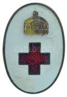 ~1910. "Koronás Vöröskereszt" kisméretű zománcozott bronz jelvény (23x16mm) T:XF javított zománc