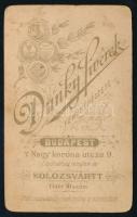 cca 1890-1900 Kalapot viselő lány portréja, vizitkártya a Dunky fivérek (Budapest-Kolozsvár) műtermé...