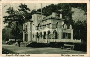 1946 Fonyód, Bélatelepi vasútállomás (gyűrődés / crease)