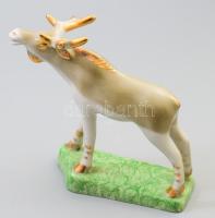 Porcelán rénszarvas figura, jelzés nélkül, 17x15 cm