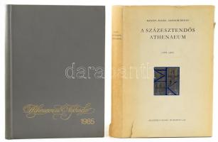 Bánáti Ágnes - Sándor Dénes: A száz esztendős Athenaeum 1868-1968. Bp., 1968, Akadémiai Kiadó. Kiadói egészvászon-kötés, kiadói sérült papír védőborítóban. Számozott (415/4000) példány! + 1985 Athenaeum határidőnapló, kitöltetlen, nylon-kötésben.