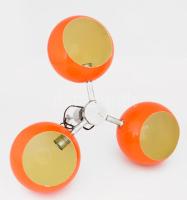 cca 1965 Olasz mid-century hárombúrás mennyezeti lámpa, festett fém, címkével, kopással, d: cca 55 c...