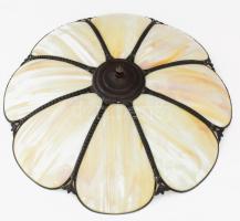 Mennyezeti lámpa, anyagában színezett üveglapok réz foglalatban, jó állapotban, d: 50 cm /// KIZÁRÓLAG SZEMÉLYES ÁTVÉTEL, NEM POSTÁZZUK / ONLY PERSONAL COLLECTION IN OUR OFFICE!