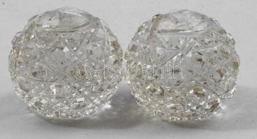 Art deco kristály levéltartó pár, m: 4,5 cm