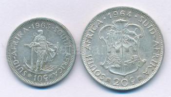 Dél-Afrika 1963. 10c Ag "Jan von Riebeeck" + 1964. 20c Ag "Jan von Riebeeck" T:XF,VF South Africa 1963. 10 Cents Ag "Jan von Riebeeck" + 1964. 20 Cents Ag "Jan von Riebeeck" C:XF,VF Krause KM#60, KM#61