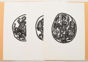 Banga Ferenc (1947-): Mappa 5 db grafikával, megjelent 1986-ban az Újpest Galéria első kiállítására. Linómetszet, papír, mindegyik jelzett és számozott (38/300). Lapméret: 28x20 cm. Kiadói mappában, mappa belsején Banga Ferenc autográf ajánlásával 1986-ból.