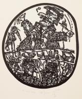 Banga Ferenc (1947-): Mappa 5 db grafikával, megjelent 1986-ban az Újpest Galéria első kiállítására....