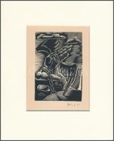 Molnár C. Pál (1894-1981): Kéz. Fametszet, papír, utólagos jelzéssel, paszpartuban, 11×7,5 cm