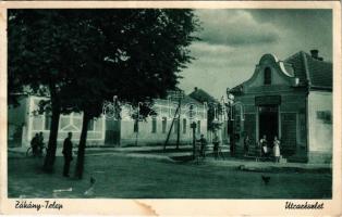 1940 Zákány, Zákány-telep; utca részlet, Kaszap János üzlete (EB)