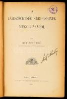 1886-1896 Közgazdasági témájú kolligátum: Zichy Jenő, gróf: A vámszövetség kérdéseinek megoldásáról.; Nemzetgazdasági Szemle XI. évf. I., II., IV. füzetek.; Bosányi Endre: A malomipar szerepe és jelentősége közgazdaságunkban.; Pap Dávid: Kvóta. Vámszövetség. Bank.; Mecenseffy Emil: Az Osztrák-Magyar Bank szabadalmának értéke és ára. Aranyozott gerincű félvászon-kötésben, a gerincen kisebb sérüléssel, belül nagyrészt jó állapotban, tulajdonosi névbejegyzésekkel, intézményi bélyegzővel.