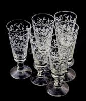 Pezsgős pohár készlet, 6 db, hibátlan, m: 17 cm