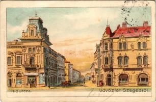 1899 (Vorläufer) Szeged, Híd utca. Endrényi Imre kiadása, litho (EB)