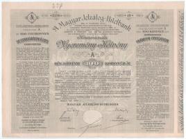1906. Budapest "A Magyar Jelzálog-Hitelbank Konverzionális Nyeremény-Kötvénye" (2xklf) "A" és "B" részkötvény 100K-ról, szárazpecséttel, eredeti aláírással + Budapest 1906. "A Magyar Jelzálog-Hitelbank Nyeremény-Kötvénye", "A" + "B" részkötvény 100K-ról, egyben, szárazpecséttel, eredeti aláírással T:F,VG, pici anyaghiány