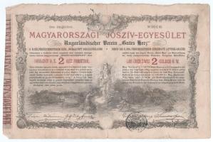 Budapest 1888. "Magyarországi Jószív-Egyesület" sorsjegykölcsön 2Ft-ról, szárazpecséttel és bélyegzéssel, "0020 sorszám 001 szám" + hozzá 1931. "Magyar Bankegyesület Részvénytársaság" levele az értékpapír küldéséről "Pengő Posta" vízjeles papíron T:F,VG, szakadások