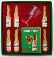 Underberg 6 darabos rövidital szett, pohárral, ajándéktárggyal, díszdobozban, 24x23 cm