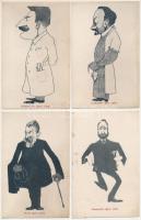 4 db RÉGI Judaika művészlap: Lenhossek, Jendrassik, Pertik, Telljesniczky egyetemi tanárok / 4 pre-1945 Judaica art postcards: professors