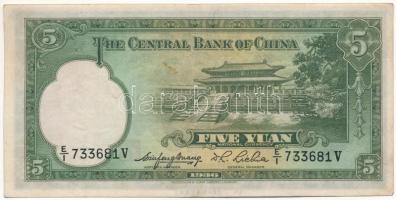 Kína 1936. 5Y "Central Bank of China" T:F China 1936. 5 Yuan "Central Bank of China&q...
