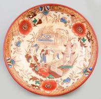 cca 1870 Villeroy &amp; Boch kínai mintás csésze alátéttel. Jelzett, kopással, mázrepedéssel, d:...