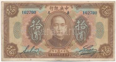 Kína / The Central Bank of China 1923. 10$ T:F,VG China / The Central Bank of China 1923. 10 Dollars C:F,VG Krause P#176