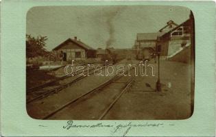 1911 Pereces (Miskolc), Diósgyőri m. kir. vas- és acélgyár bányatelepe, Baross aknai pályaudvar, vasútállomás, iparvasút, gőzmozdony. photo (EK)