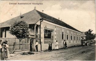 1910 Avasfelsőfalu, Negresti, Negresti-Oas (Szatmár); Községháza. Kabát Emil (Máramarossziget) kiadása / town hall (r)