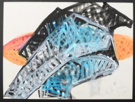 A. Varga Imre (1953-): Hidak (cím nélkül). Vegye technika, papír, jelzett, paszpartuban, 21x28 cm