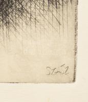 Szász Endre (1926-2003): Gyerek arckép. Rézkarc, papír, jelzett a karcon, 19x44 cm