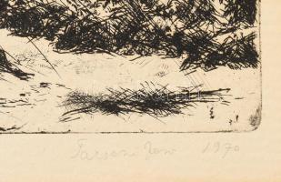 Tarjáni Simkovics Jenő (1895-1995): Rákosmenti táj, 1970. Rézkarc, papír, jelzett, számozott (5/25),...