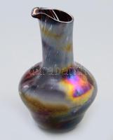 Fémlüszteres felületű szakított üveg váza, jelzés nélkül, kis kopással, m: 19,5 cm