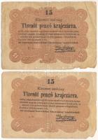 1849. 15kr (2x) T:VG beszakadások Adamo G102