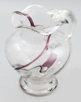 Formano csavart anyagú, színes üvegszállal díszített hutaüveg váza, jelzett, hibátlan, m: 20 cm