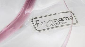 Formano csavart anyagú, színes üvegszállal díszített hutaüveg váza, jelzett, hibátlan, m: 20 cm