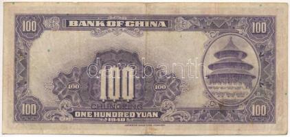 Kína 1940. 100Y T:F,VG China 1940. 100 Yuan C:F,VG Krause P#88