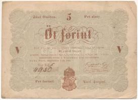 1848. 5Ft barna nyomat "EZ:s. 4956" "Kossuth bankó" T:F Adamo G109A