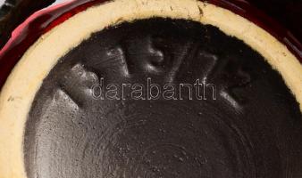 Német retro váza, kovácsolt vas szerelékkel, m: 14 cm