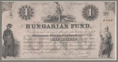 1852. 1$ ""Kossuth bankó" "A 2143" sorszámmal, paszpartuban (nem ragasztott...