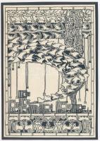 cca 1910 Kozma Lajos (1884-1948): Illusztráció, fametszet, papír kartonon, jelzett a dúcon, 16,5x12,5 cm