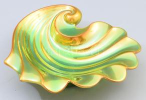 Zsolnay eozin mintás kagyló alakú kínáló, jelzett, hibátlan, 18x18 cm