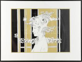 Szász Endre (1926-2003): Hölgy. Szitanyomat, papír, jelzett, 15/100 számozással. Üvegezett keretben,...