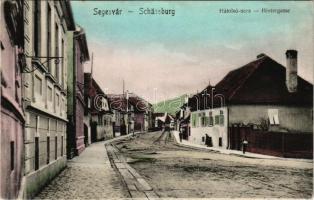 1917 Segesvár, Schässburg, Sighisoara; Hátulsó utca (Hátolsó). Nagy kiadása / Hintergasse / street view (EK)