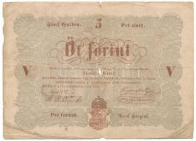 1848. 5Ft barna nyomat "VU. o. 48071" "Kossuth bankó" T:VG Adamo G109A